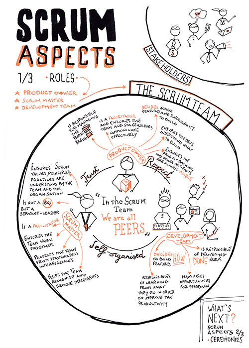 Scrum aspects - Scrum Team roles sketchnote