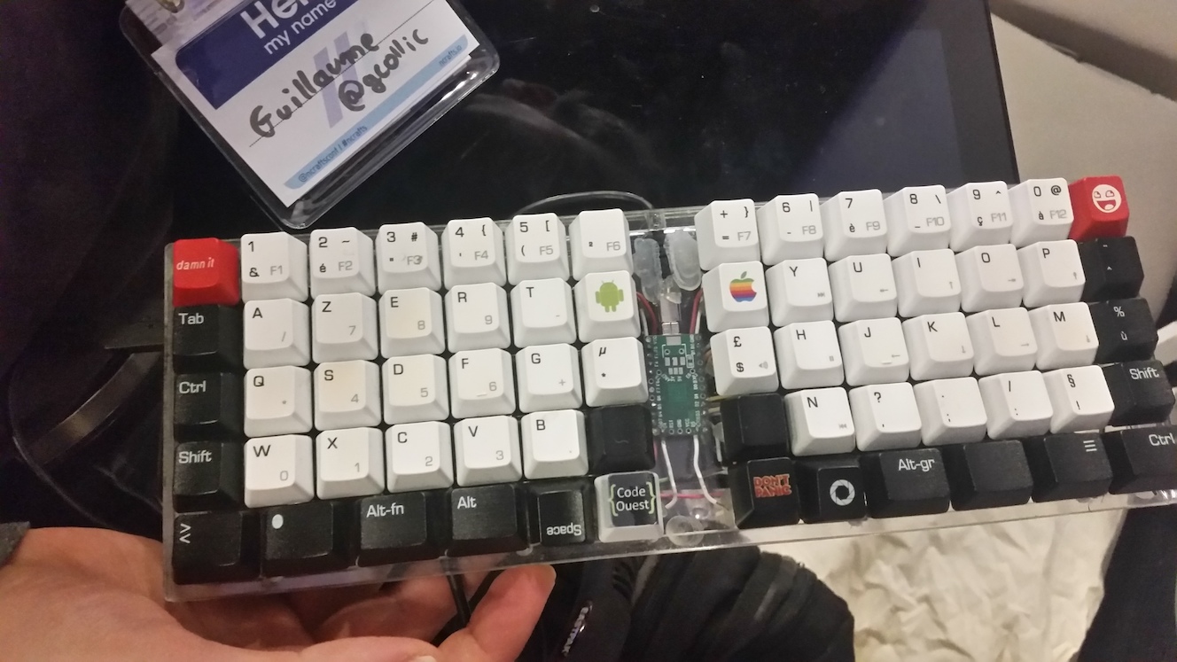 A custom built keyboard - including android, apple and DON'T PANIC keys